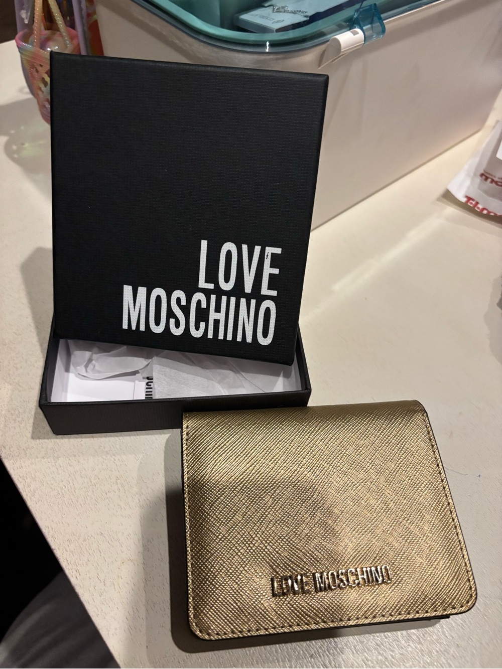 Love Moschino Metallic Gold Compact Wallet